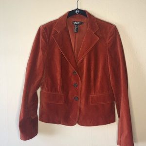 DKNY Burnt Orange Rust Blazer Jacket Velvet 4